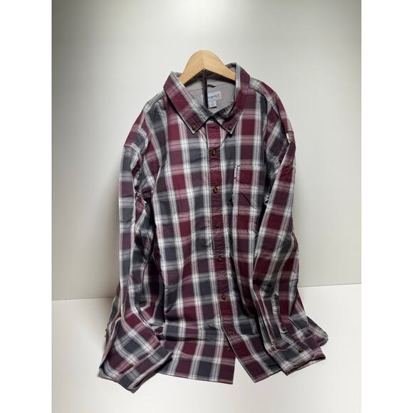 Carhartt Relaxed Fit Men’s 3XL Long Sleeve Plaid Cotton Shirt Outdoor Workwear - Picture 1 of 7